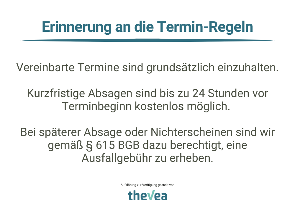 Muster-Vorlage für einen Aushang, der über die Ausfallgebühr informiert